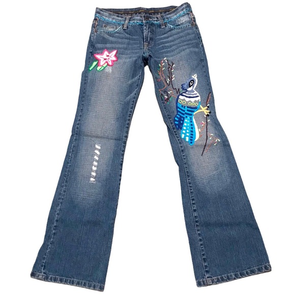 Switch Embroidered Distressed Low Rise Jeans Bird - Picture 2 of 10